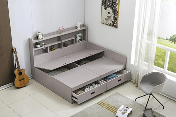 全鋁家具｜荷里木5尺高式床底+5尺床頭片(K3-A)+床邊櫃(K4-B)｜鋁享牌全鋁家居